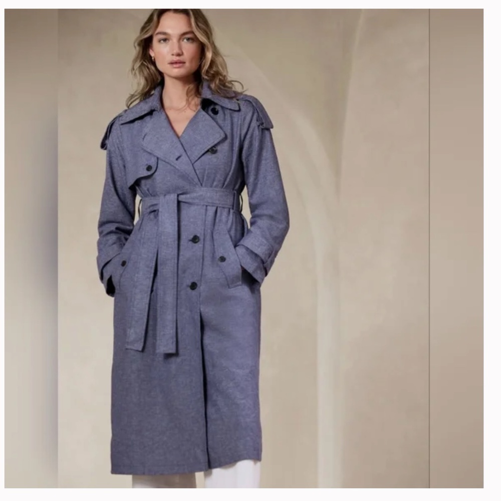 BANANA REPUBLIC | Chambray Trench Coat Classic Herringbone